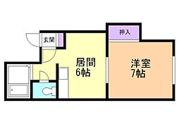 シャトル1DK 1DKの間取図画像