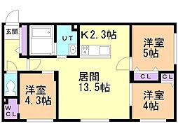 札幌市厚別区厚別中央四条5丁目マンション 3LDKの間取図画像