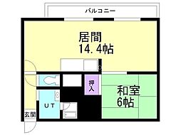 Lハイム豊平公園 1LDKの間取図画像