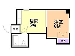 ライオネル水車町 1DKの間取図画像