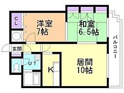 サンライト西岡 2LDKの間取図画像