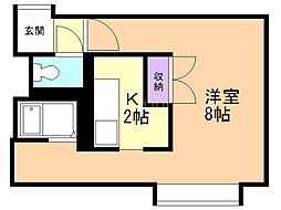 アルファアパル澄川 1Kの間取図画像