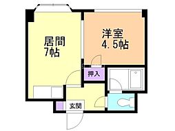 モア澄川 1DKの間取図画像