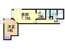 グッドライト月寒東 1LDKの間取図画像