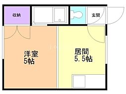第7森宅建平岸ビル 1DKの間取図画像
