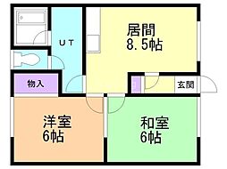 リバーシティ谷浦 2LDKの間取図画像
