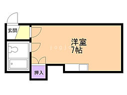 第5もりいマンション 2階ワンルームの間取り