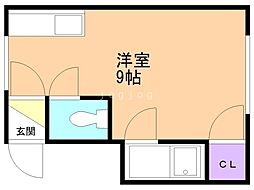 サウスヒル23 ワンルームの間取図画像