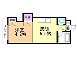 ドリーミーハイム 4階1DKの間取り