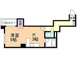 コンフォート月寒東 5階1Kの間取り