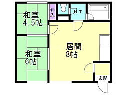 青柳マンションA 2LDKの間取図画像