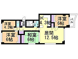 エクセレント月寒 4LDKの間取図画像