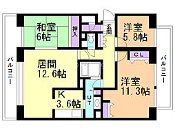 アームズ虹が杜 5階3LDKの間取り