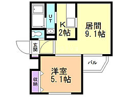 ピュア・Ｍ・豊平 3階1LDKの間取り