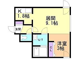 グランメール月寒中央 1LDKの間取図画像