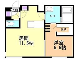 月寒EAST 2階1LDKの間取り