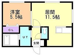 ＫＩＮＯＳ16 2階1LDKの間取り