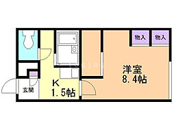 レオパレスクローバー 1Kの間取図画像