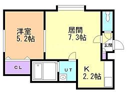 レン・スペース美園 1LDKの間取図画像