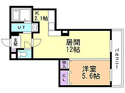 エクセル1番館 1LDKの間取図画像