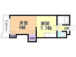 エンドレス三井 1DKの間取図画像
