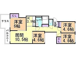 メゾンドルチェ平岸A棟 4LDKの間取図画像