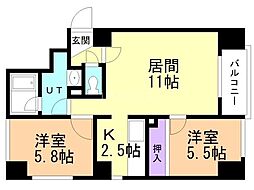 コートロティ石山 2LDKの間取図画像