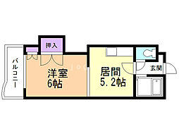 エンドレス三井 1DKの間取図画像
