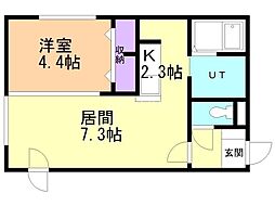 メニーズコート2 1LDKの間取図画像