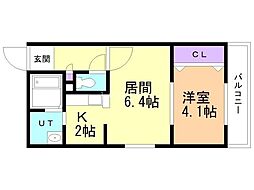 アンソレイユ 1LDKの間取図画像