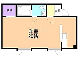 プラザ館Aドーム前 ワンルームの間取図画像