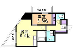 KDXレジデンス豊平公園 1LDKの間取図画像