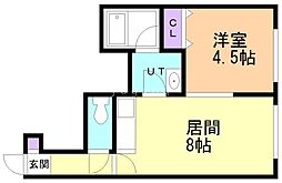ホワイティー豊平 1LDKの間取図画像