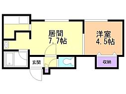 サークル1澄川B棟 1DKの間取図画像