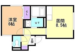 マンション学園前 1LDKの間取図画像