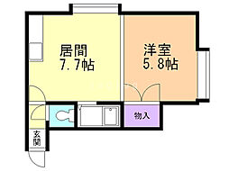 森住販美園マンション 1DKの間取図画像