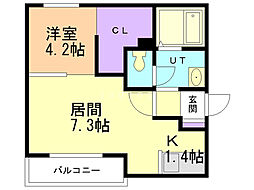 オリエントコーポ美園 1LDKの間取図画像