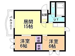 グリーンヒルズ 2LDKの間取図画像
