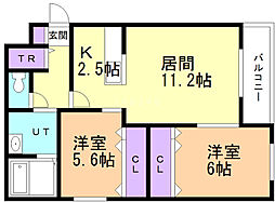 Asteria 2LDKの間取図画像