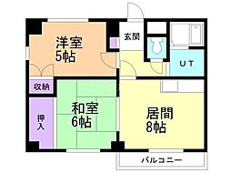 ブリスフルコート 2LDKの間取図画像