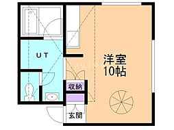 リストワール中の島 ワンルームの間取図画像