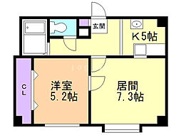 第3澄川銀座パレス 1LDKの間取図画像