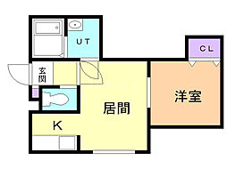 ブリックスクエア 1LDKの間取図画像