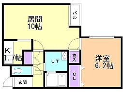 平岸スクエア21 1LDKの間取図画像