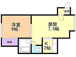 SC-FLAT月寒東 1LDKの間取図画像