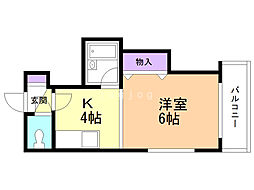 グリーンホームズ 1DKの間取図画像