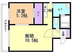 ソワールパルク平岸 1LDKの間取図画像