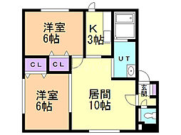 サニーコート 2LDKの間取図画像