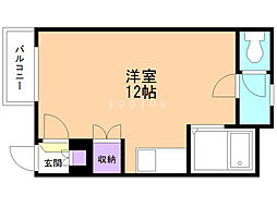 エクシードヴィラ中の島 ワンルームの間取図画像