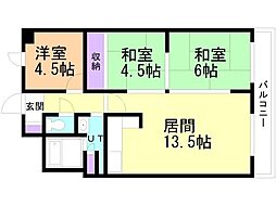 ライオンズマンション真駒内第3 3LDKの間取図画像